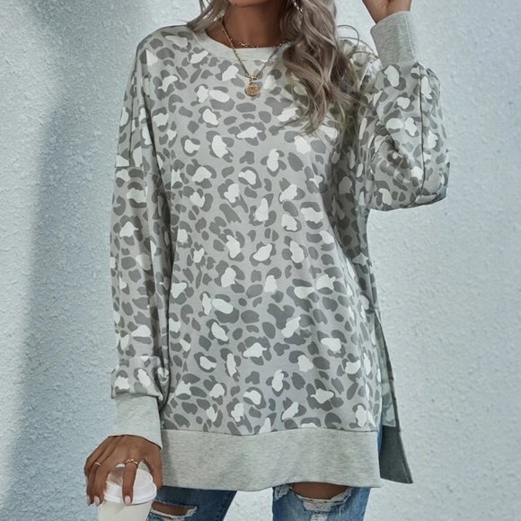 BellanBlue Tops - Cozy Leopard Print Oversized Sweater Top